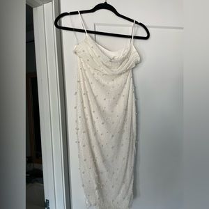 Oh Polly Strappy Embellished Midi Dress in White